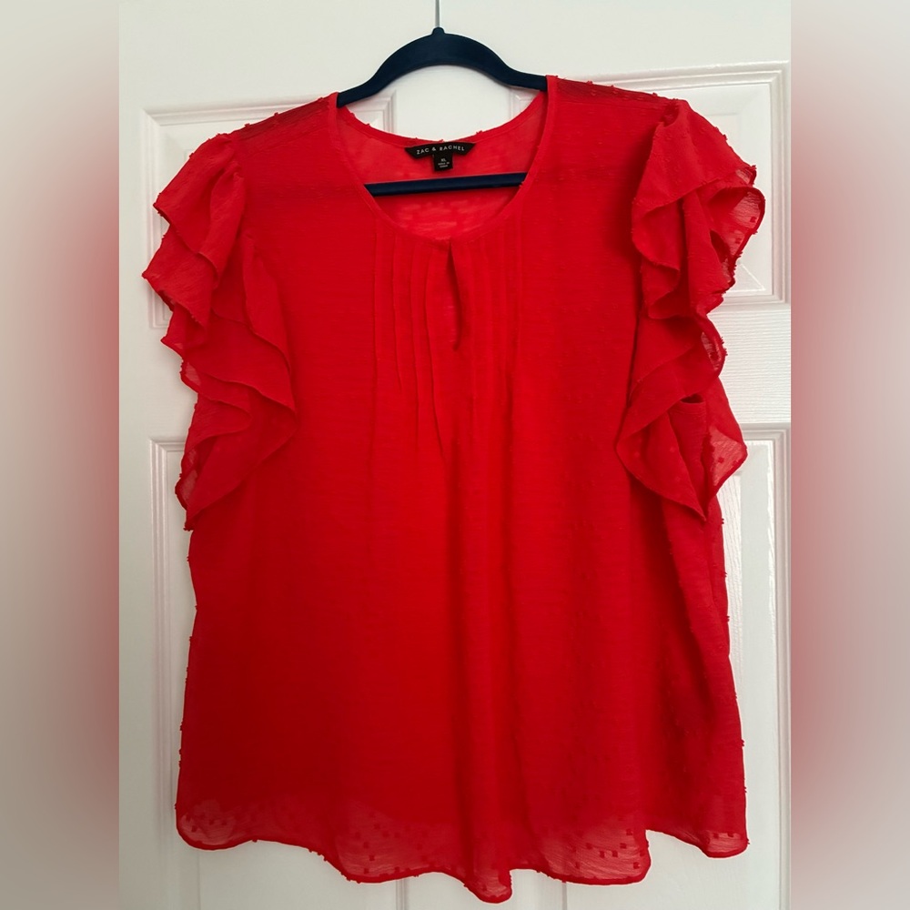 Zac & Rachel Vibrant Red Ruffle Blouse